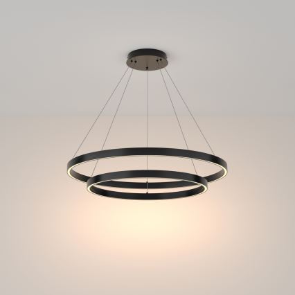 Maytoni MOD058PL-L74B3K - LED Lestenec na vrvici RIM LED/88W/230V 3000K pr. 80 cm črna