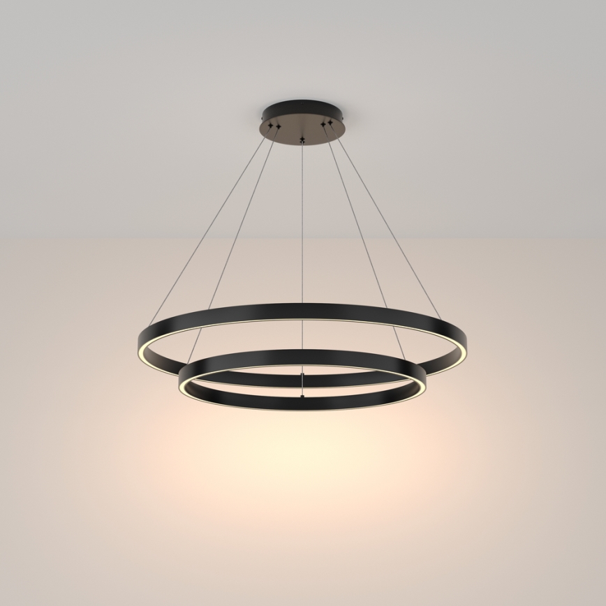 Maytoni MOD058PL-L74B3K - LED Lestenec na vrvici RIM LED/88W/230V 3000K pr. 80 cm črna