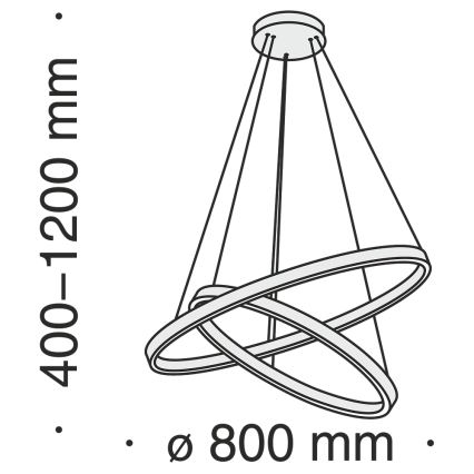 Maytoni MOD058PL-L74B3K - LED Lestenec na vrvici RIM LED/88W/230V 3000K pr. 80 cm črna