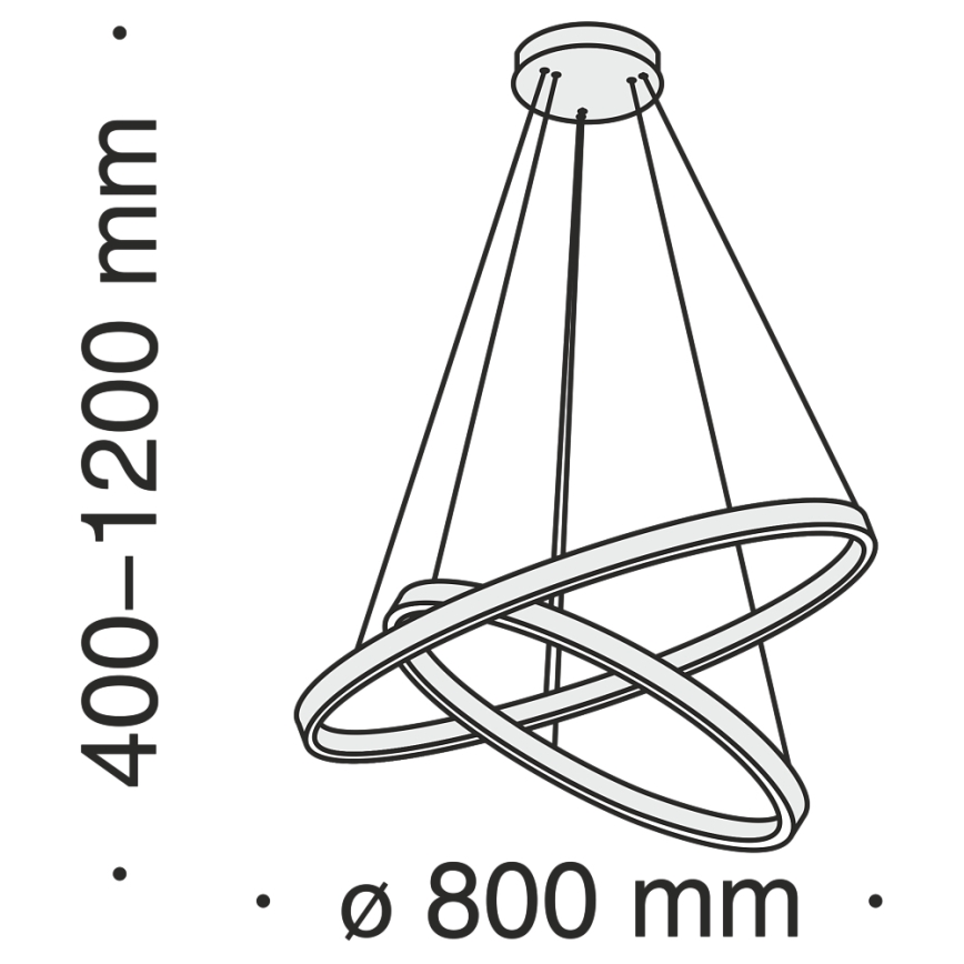 Maytoni MOD058PL-L74B3K - LED Lestenec na vrvici RIM LED/88W/230V 3000K pr. 80 cm črna