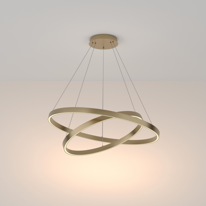 Maytoni MOD058PL-L74BS3K - LED Lestenec na vrvici RIM LED/88W/230V 3000K pr. 80 cm zlata