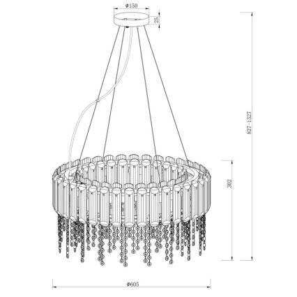 Maytoni MOD097PL-08CH - Lestenec na vrvici HAIL 8xE14/40W/230V pr. 60,5 cm sijajni krom