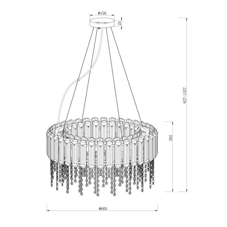 Maytoni MOD097PL-08CH - Lestenec na vrvici HAIL 8xE14/40W/230V pr. 60,5 cm sijajni krom