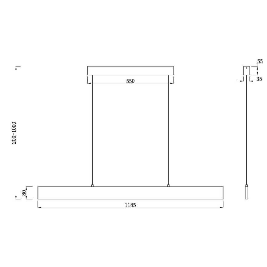 Maytoni P010PL-L30B4K - LED Lestenec na vrvici STEP LED/30W/230V 4000K 118,5 cm črna