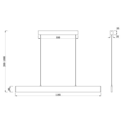 Maytoni P010PL-L30W4K - LED Lestenec na vrvici STEP LED/30W/230V 4000K 118,5 cm bela