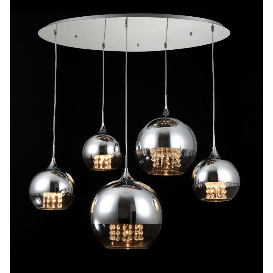 Maytoni P140-PL-170-5-N - Lestenec na vrvici FERMI 5xE27/60W/230V sijajni krom