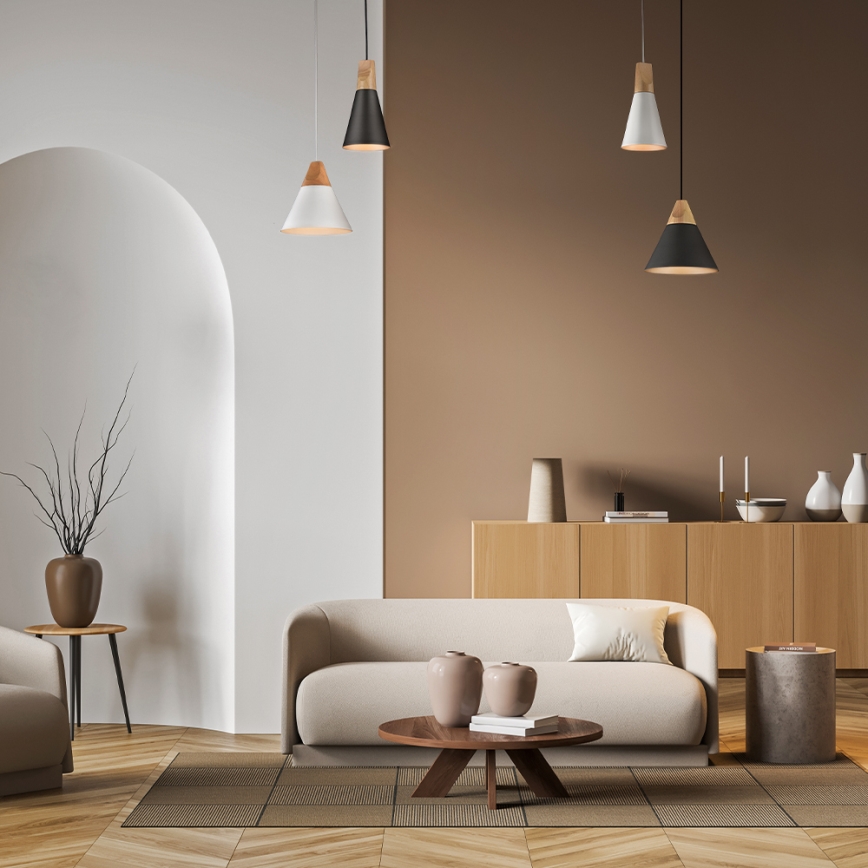 Maytoni P359-PL-220-C - Lestenec na vrvici BICONES 1xE27/60W/230V pr. 22 cm siva/bež