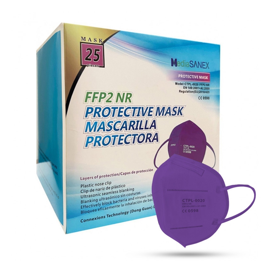 Media Sanex Zaščitna maska FFP2 NR / KN95 vijolična 50 kom.