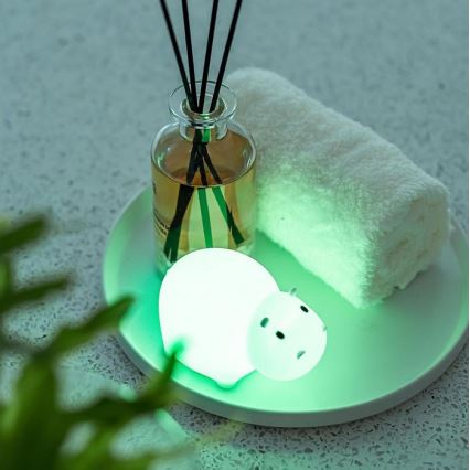MegaLight - LED RGB Polnilna otroška na svetilka za kopalno kad na dotik SWIMMY HIPPO LED/5V