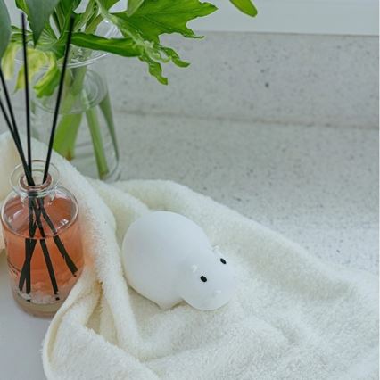 MegaLight - LED RGB Polnilna otroška na svetilka za kopalno kad na dotik SWIMMY HIPPO LED/5V
