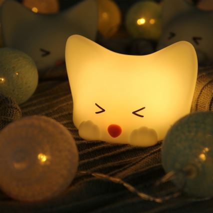MegaLight - LED RGB Zatemnitvena polnilna otroška svetilka na dotik CATTY CAT LED/5V