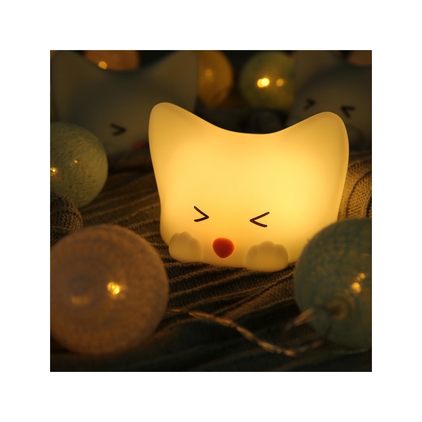 MegaLight - LED RGB Zatemnitvena polnilna otroška svetilka na dotik CATTY CAT LED/5V