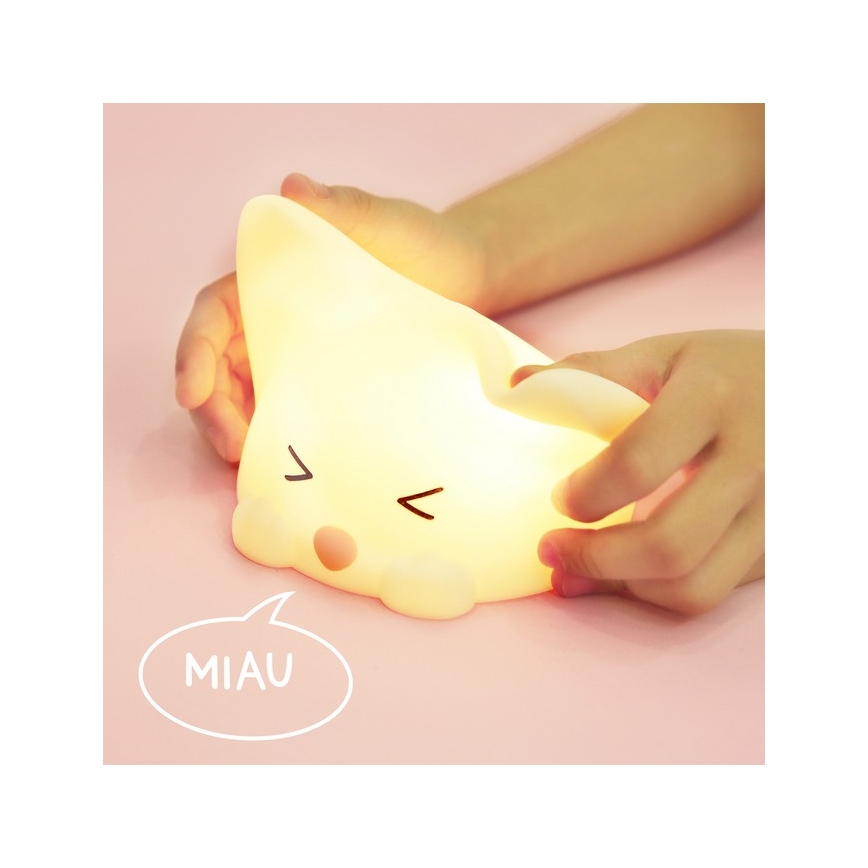 MegaLight - LED RGB Zatemnitvena polnilna otroška svetilka na dotik CATTY CAT LED/5V