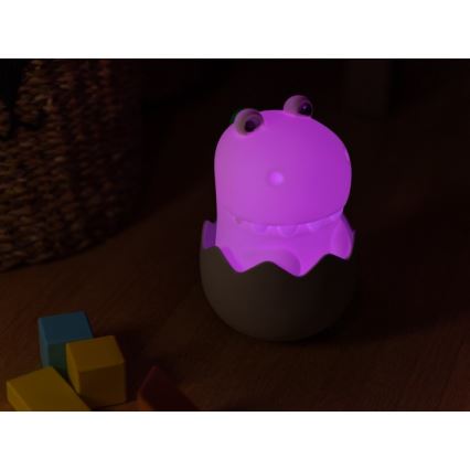 MegaLight - LED RGB Zatemnitvena polnilna otroška svetilka na dotik DIGGY DINO LED/5V