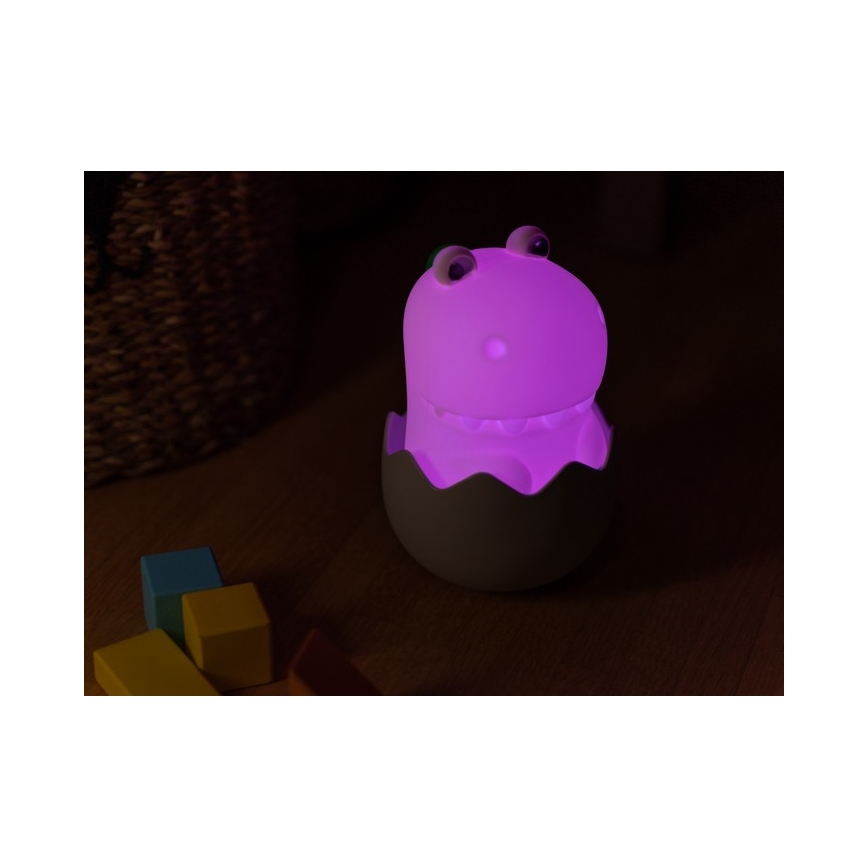 MegaLight - LED RGB Zatemnitvena polnilna otroška svetilka na dotik DIGGY DINO LED/5V