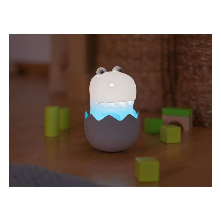 MegaLight - LED RGB Zatemnitvena polnilna otroška svetilka na dotik DIGGY DINO LED/5V
