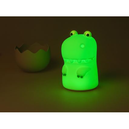 MegaLight - LED RGB Zatemnitvena polnilna otroška svetilka na dotik DIGGY DINO LED/5V