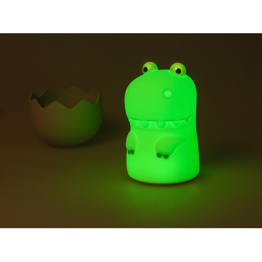 MegaLight - LED RGB Zatemnitvena polnilna otroška svetilka na dotik DIGGY DINO LED/5V