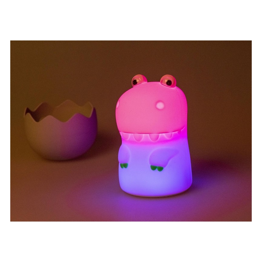 MegaLight - LED RGB Zatemnitvena polnilna otroška svetilka na dotik DIGGY DINO LED/5V
