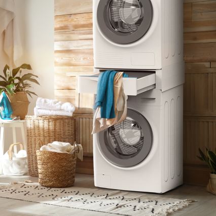 Meliconi 656112 - podstavek za pralni in sušilni stroj z izvlečnim predalom, prostornina 28 l, bela