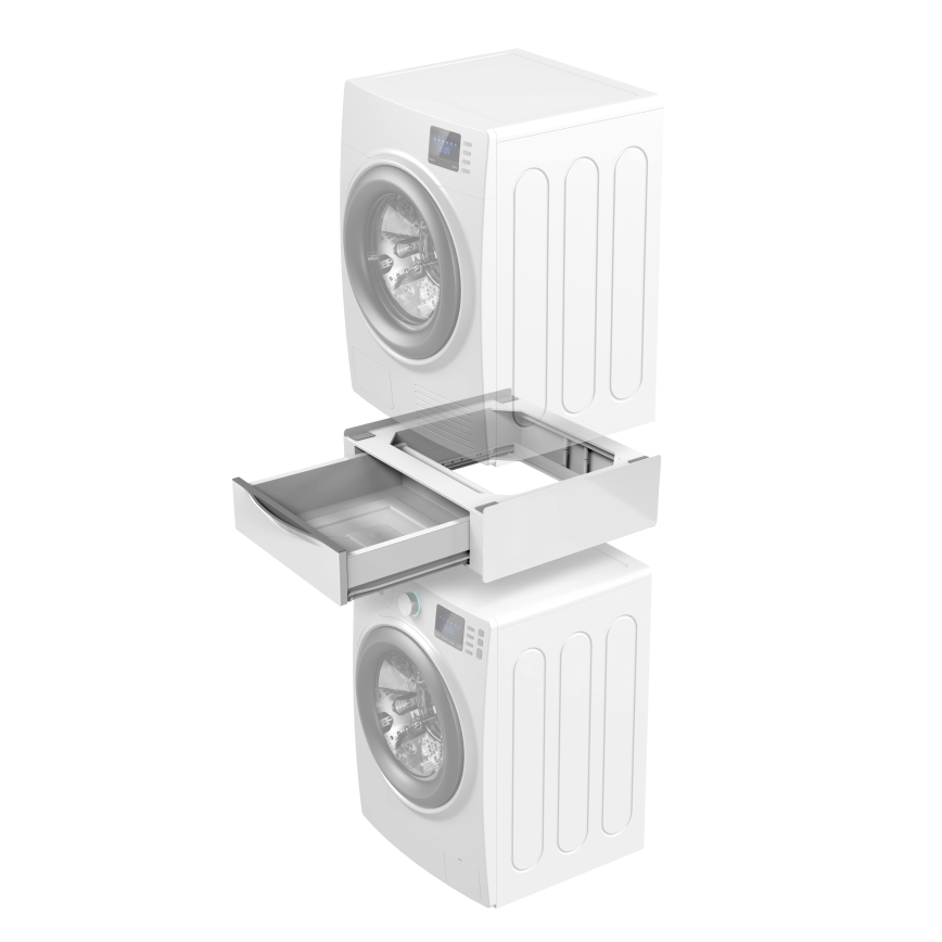 Meliconi 656112 - podstavek za pralni in sušilni stroj z izvlečnim predalom, prostornina 28 l, bela