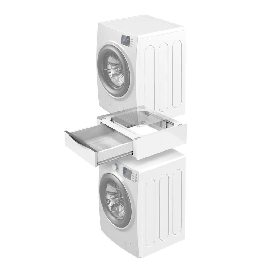 Meliconi 656112 - podstavek za pralni in sušilni stroj z izvlečnim predalom, prostornina 28 l, bela