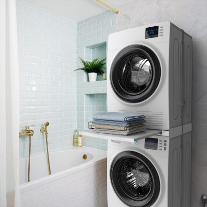 Meliconi 656113 - Podstavek za pralni in sušilni stroj z izvlečnim predalom, 70 cm, bel