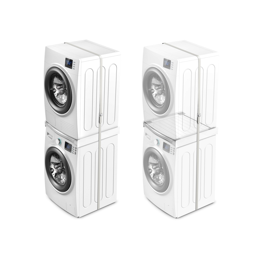 Meliconi 656113 - Podstavek za pralni in sušilni stroj z izvlečnim predalom, 70 cm, bel