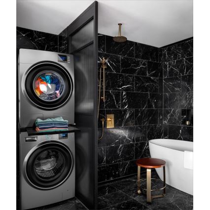 Meliconi 656136 - Podstavek s izvlečnim predalom za pralni in sušilni stroj, 60 cm, črna