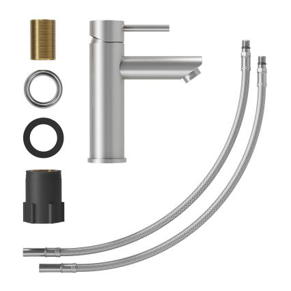 Mešalna baterija za umivalnik RINGSTED, 17,8 cm, brušeno nerjavno jeklo