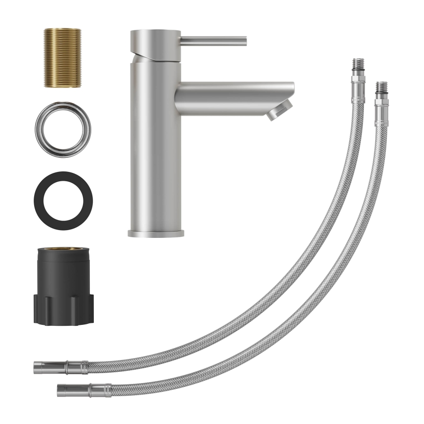 Mešalna baterija za umivalnik RINGSTED, 17,8 cm, brušeno nerjavno jeklo