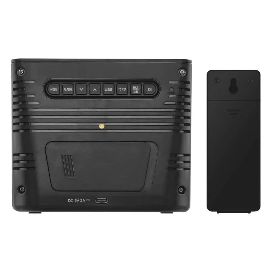 Meteorološka postaja z brezžičnim polnjenjem 5V 2xAA + 2xAAA črna