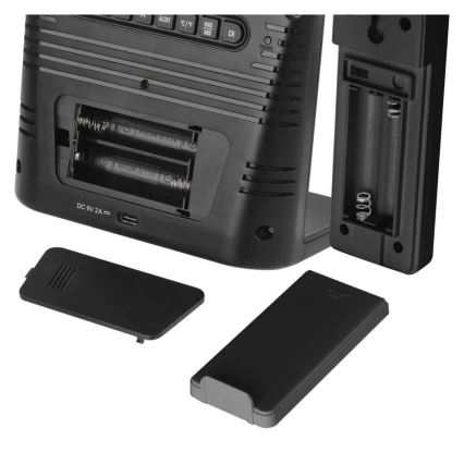 Meteorološka postaja z brezžičnim polnjenjem 5V 2xAA + 2xAAA črna