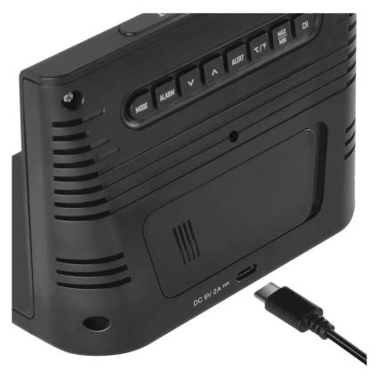 Meteorološka postaja z brezžičnim polnjenjem 5V 2xAA + 2xAAA črna