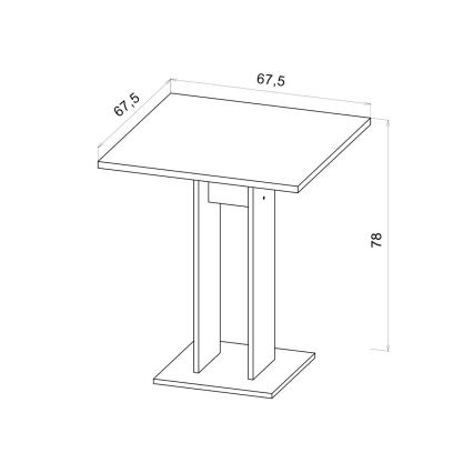 Miza STRAPO 68x68 cm bela