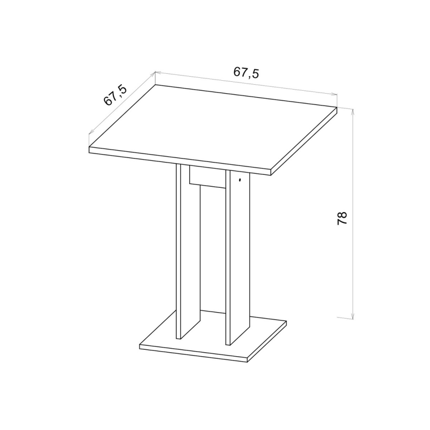 Miza STRAPO 68x68 cm  hrast Wotan