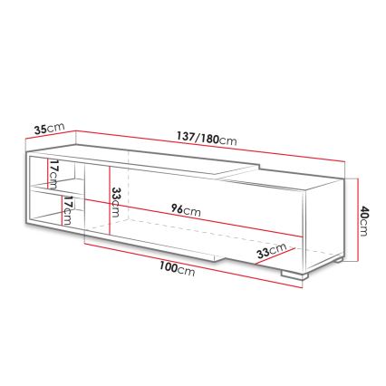 Miza za TV CLIF 40x180 cm bela