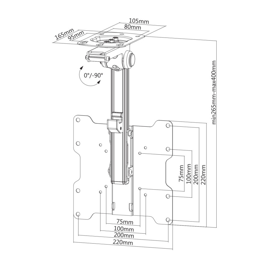 MK FLORIA MKF-17DS220 - Stropni nosilec za TV 46 črn