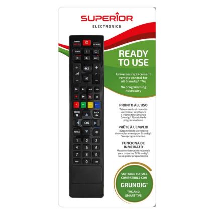 MK FLORIA Superior Daljinski upravljalnik UNI TV Grundig - Nadomestni Daljinski upravljalnik za TV brand Grundig 2xAAA