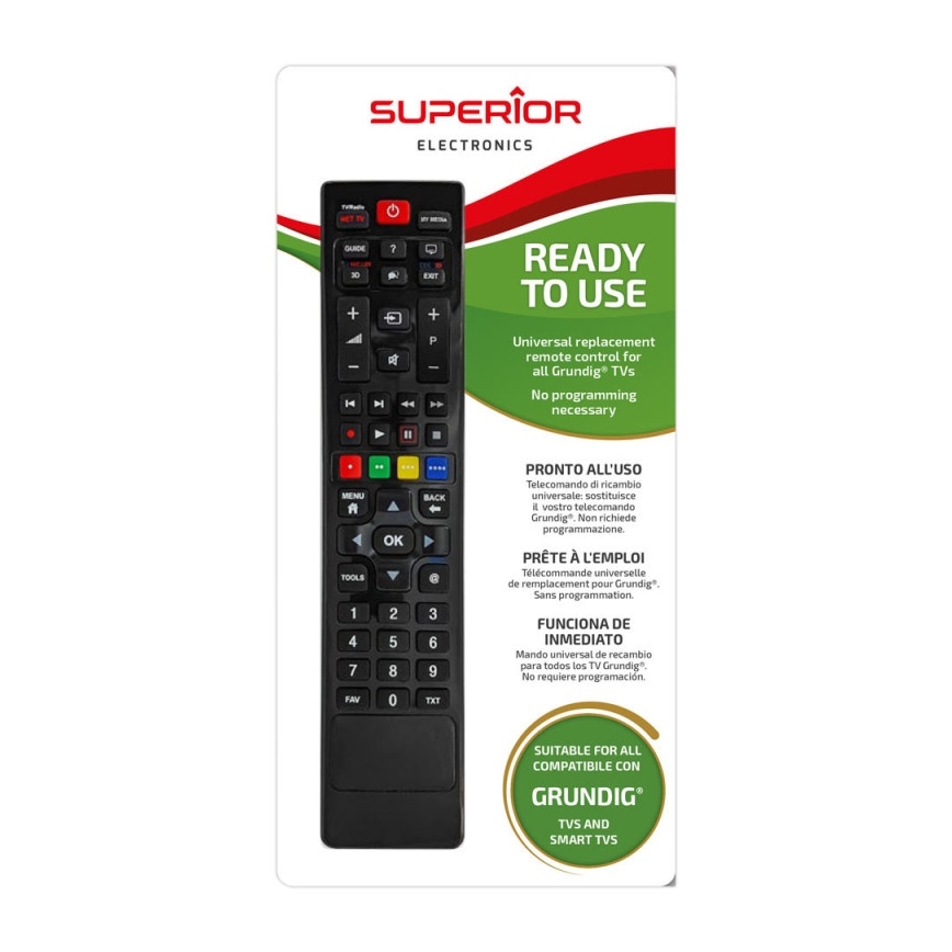 MK FLORIA Superior Daljinski upravljalnik UNI TV Grundig - Nadomestni Daljinski upravljalnik za TV brand Grundig 2xAAA