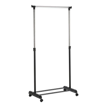 Mobilni kovinski obešalnik 170x88 cm črna/sijajni krom