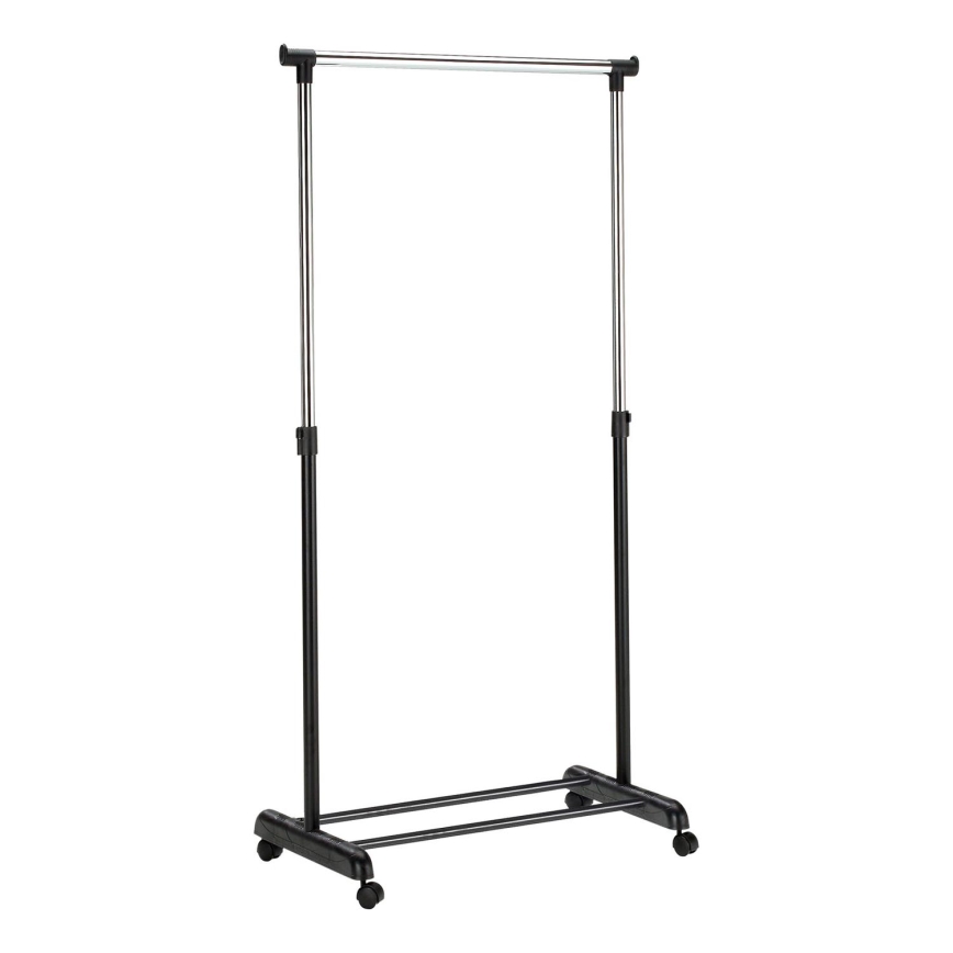 Mobilni kovinski obešalnik 170x88 cm črna/sijajni krom