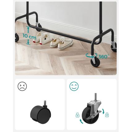 Mobilno stojalo za oblačila LINEA, črno