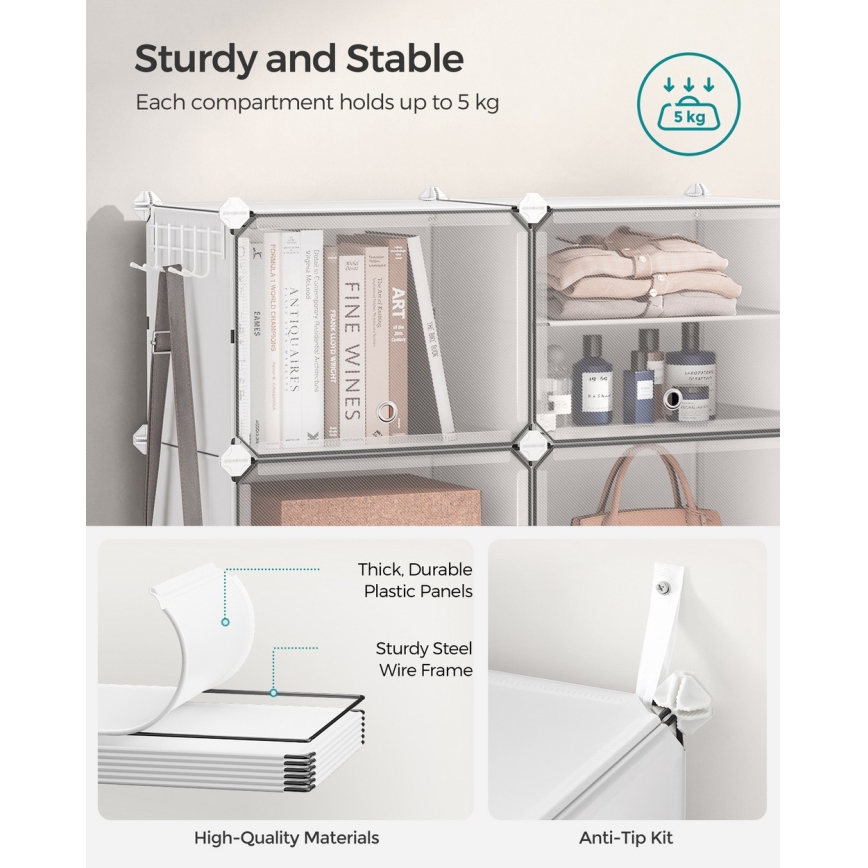 Modularni regal z razdelki BOXIFY, bel