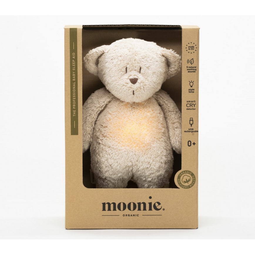 Moonie - Plišasta igrača z melodijo in svetilko medvedek 2.0 organic barva peska