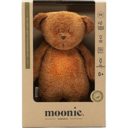 Moonie - Plišasta igrača z melodijo in svetilko medvedek 2.0 organic caramel