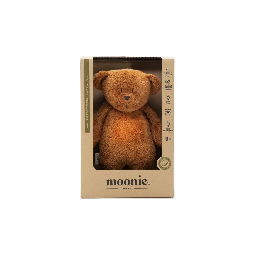 Moonie - Plišasta igrača z melodijo in svetilko medvedek 2.0 organic caramel