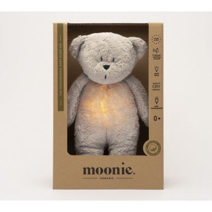 Moonie - Plišasta igrača z melodijo in svetilko medvedek 2.0 organic siva