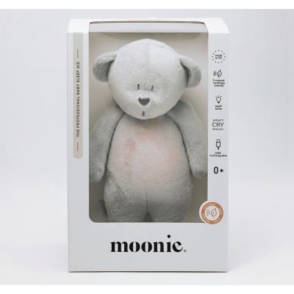 Moonie - Plišasta igrača z melodijo in svetilko medvedek 2.0 srebrna
