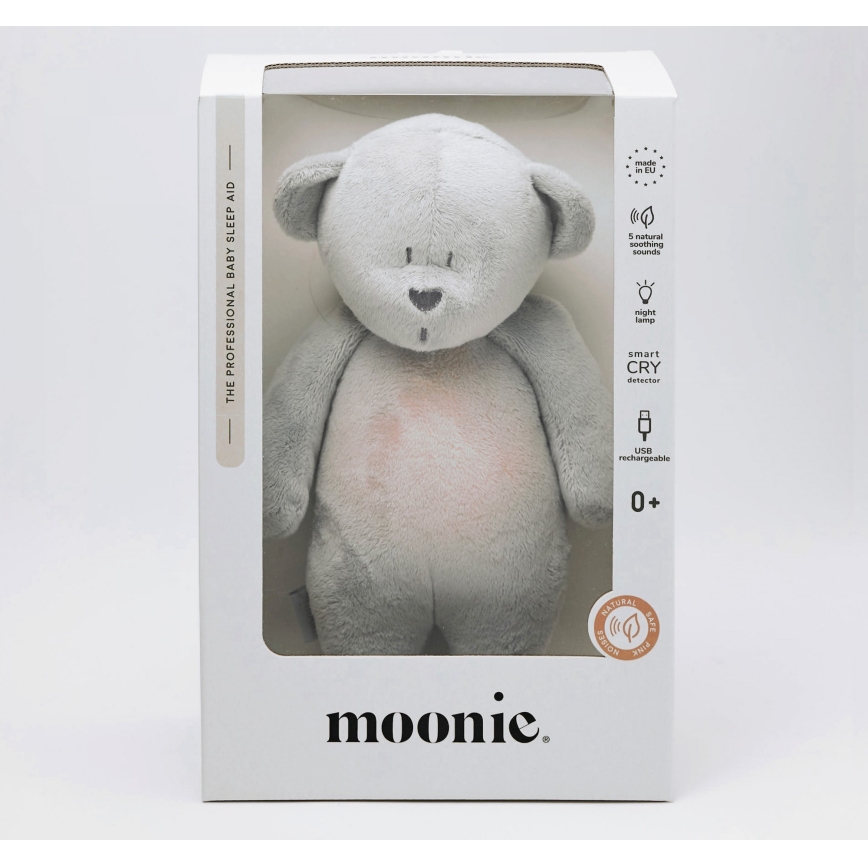 Moonie - Plišasta igrača z melodijo in svetilko medvedek 2.0 srebrna